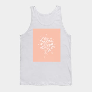 Small line art flowers peach Tank Top